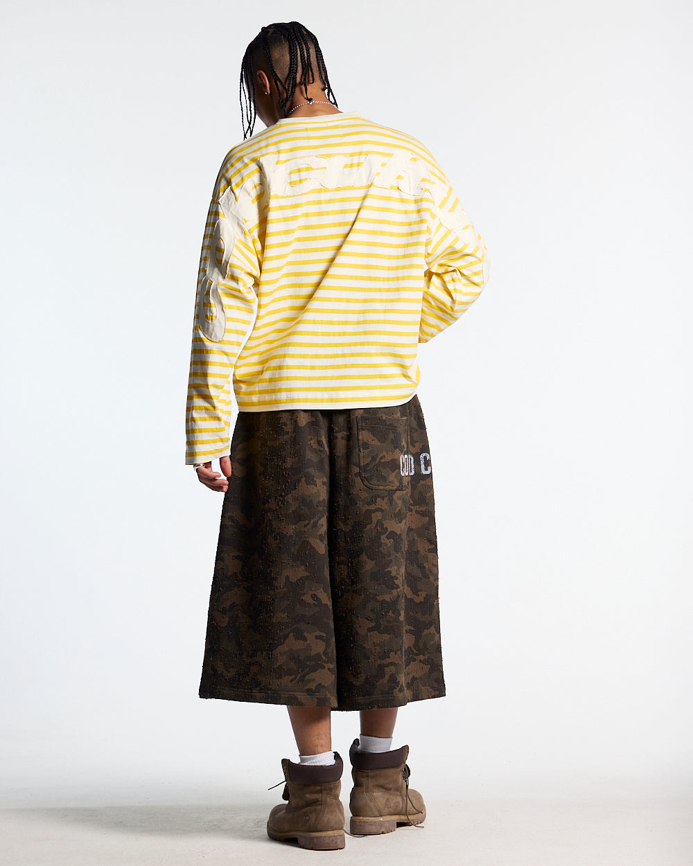 DISTRESS CURVED LONGSLEEVES YELLOW STRIPES