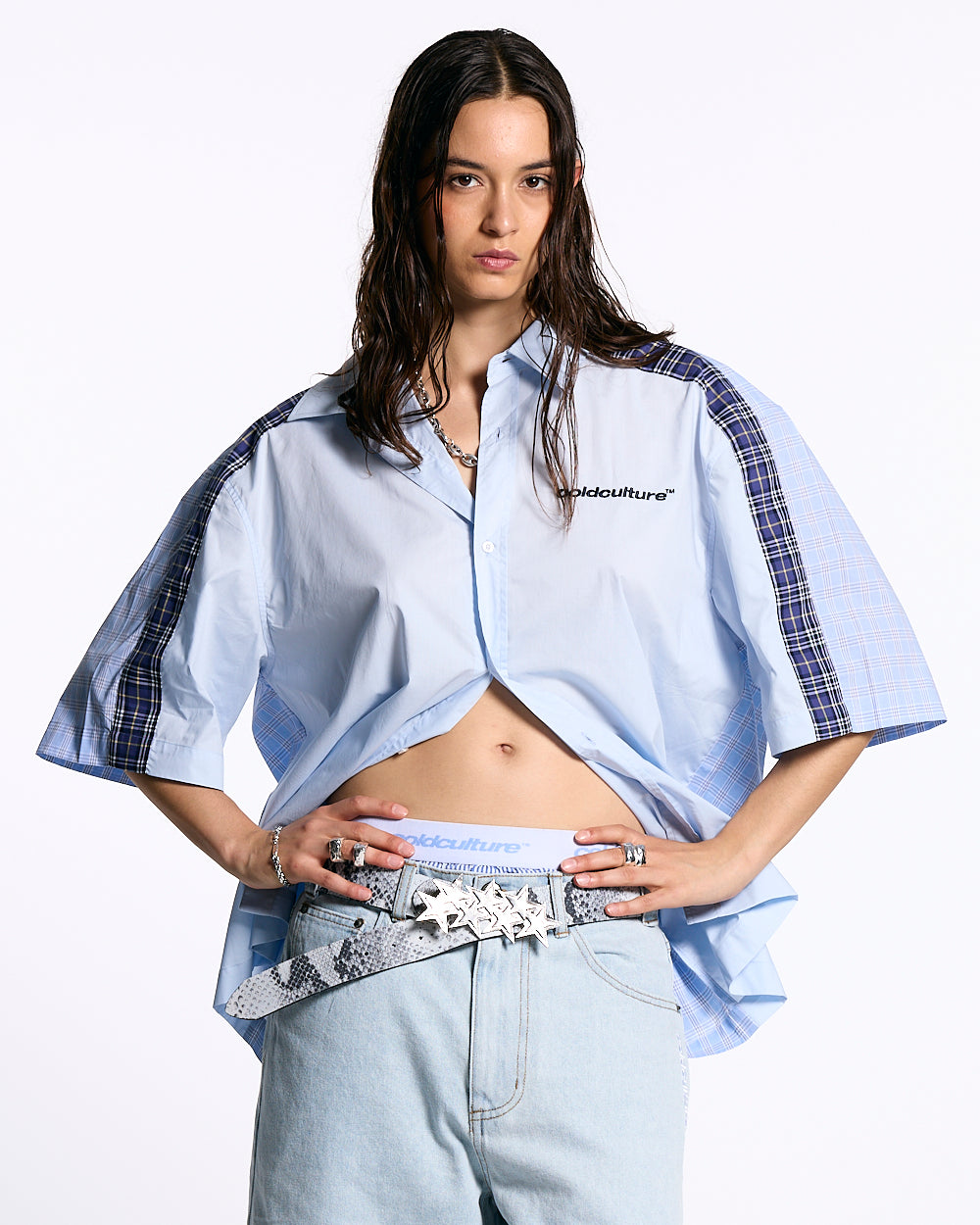DOUBLE TARTAN SHIRT LIGHT BLUE
