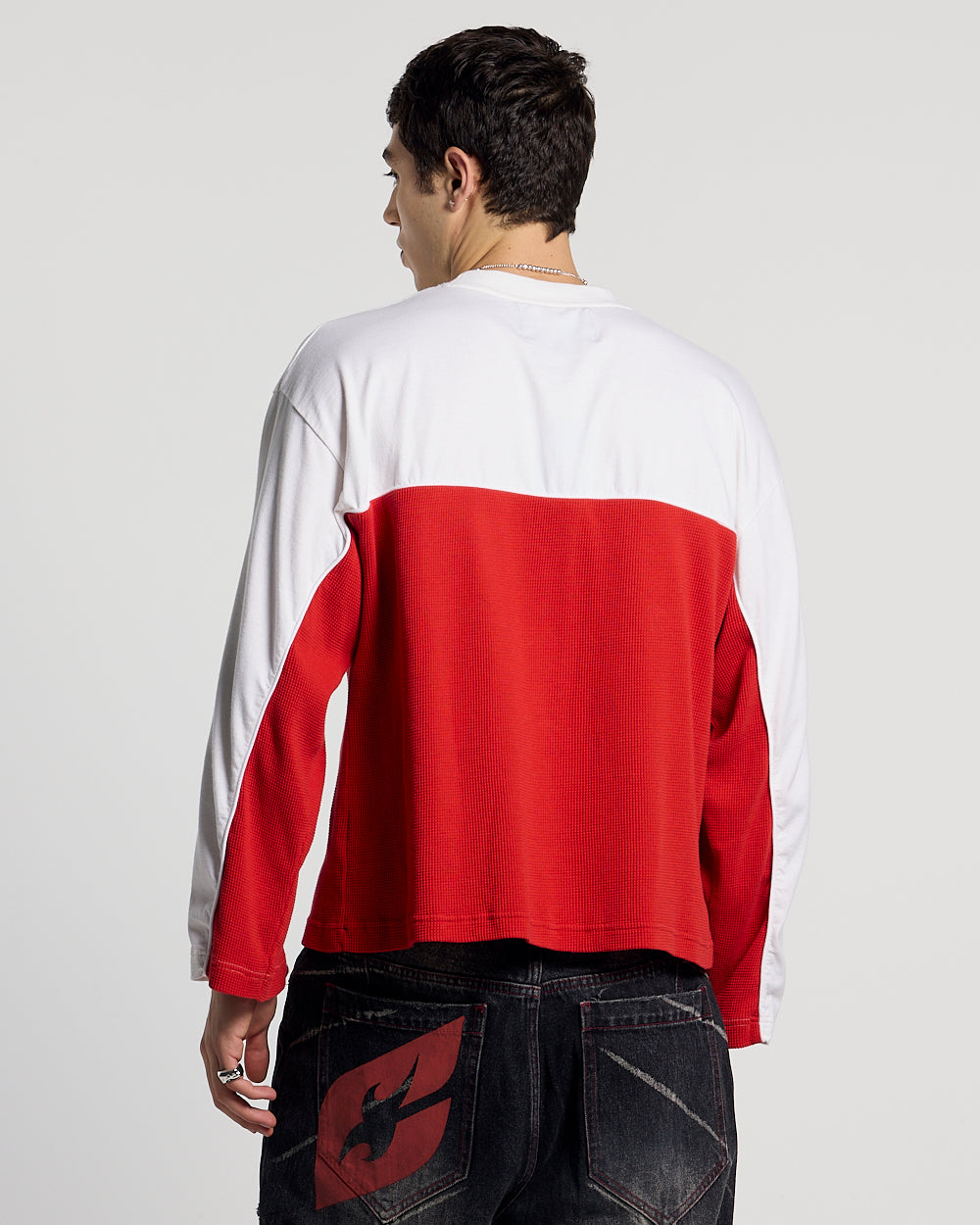 BICOLOR WAFFLE LONGSLEEVE RED & WHITE