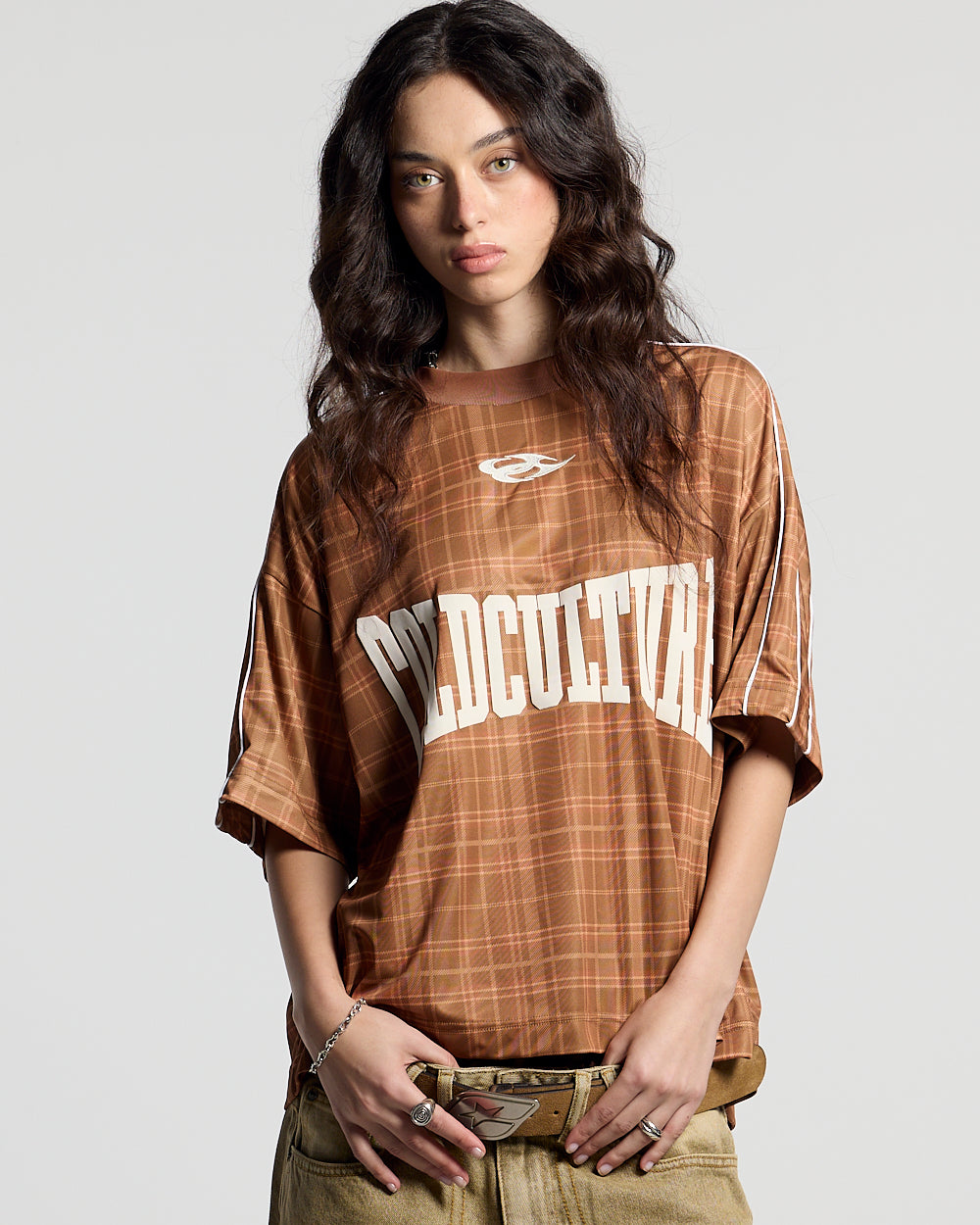 HIGHLANDS PLAID TEE BEIGE