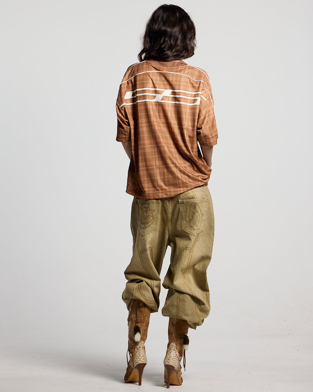 HIGHLANDS PLAID TEE BEIGE