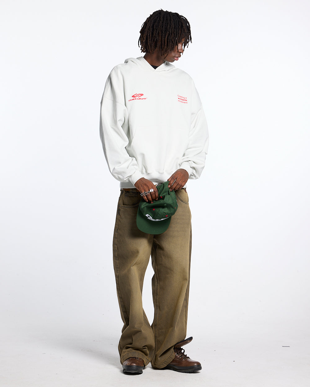 DEFENSE HOODIE LIGHT GREY & RED