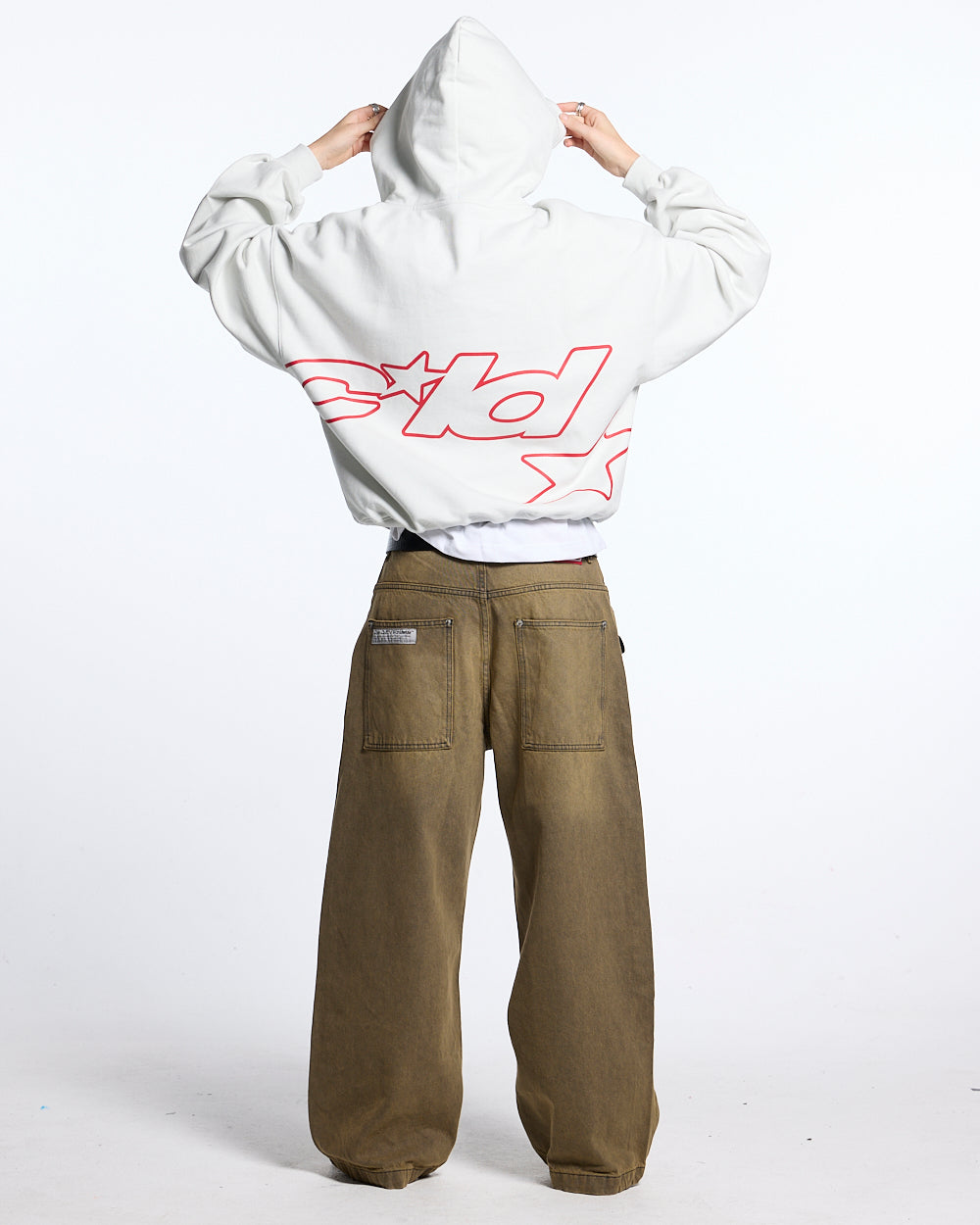 DEFENSE HOODIE LIGHT GREY & RED