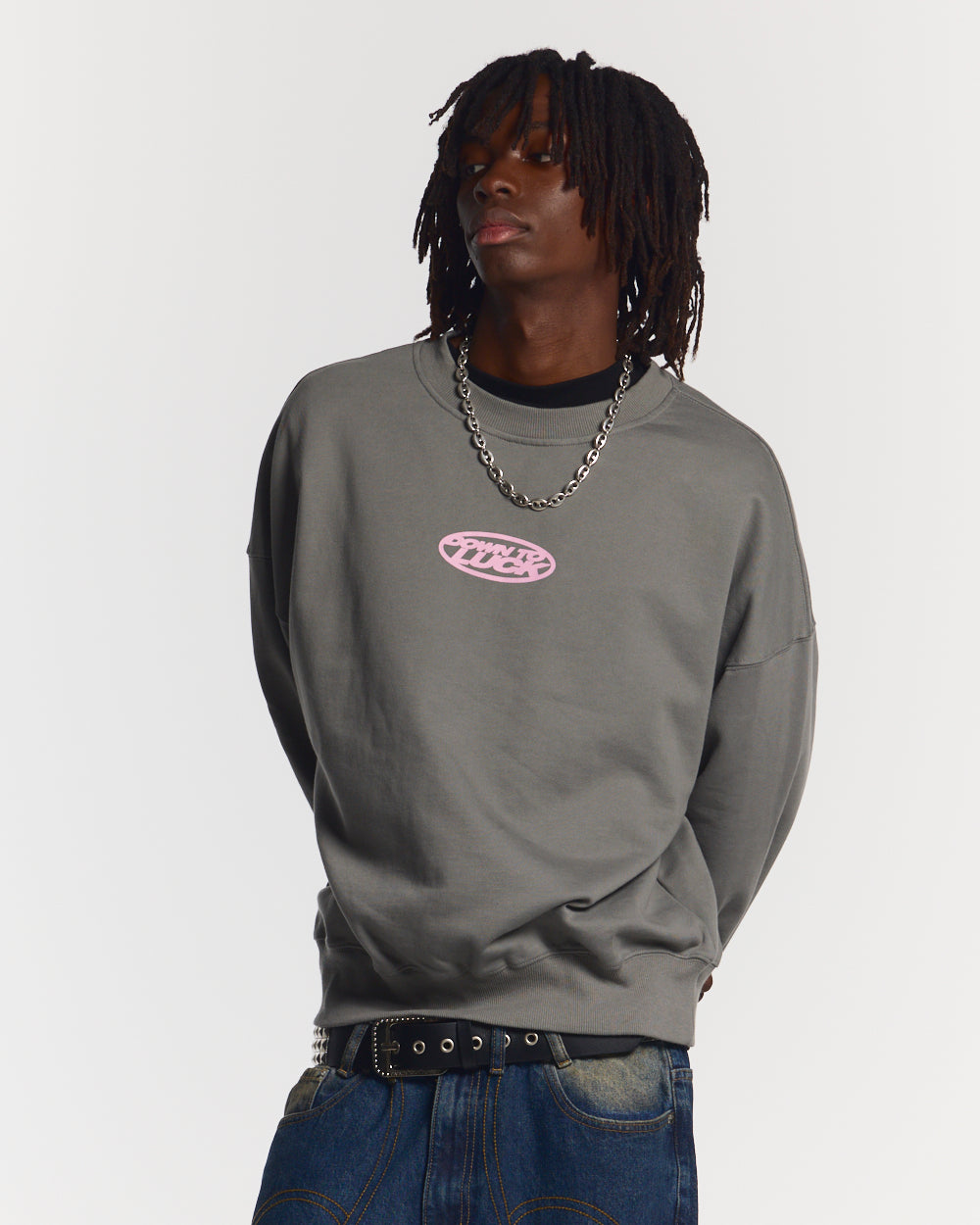 DOWN TO LUCK CREWNECK SMOKEY GREY