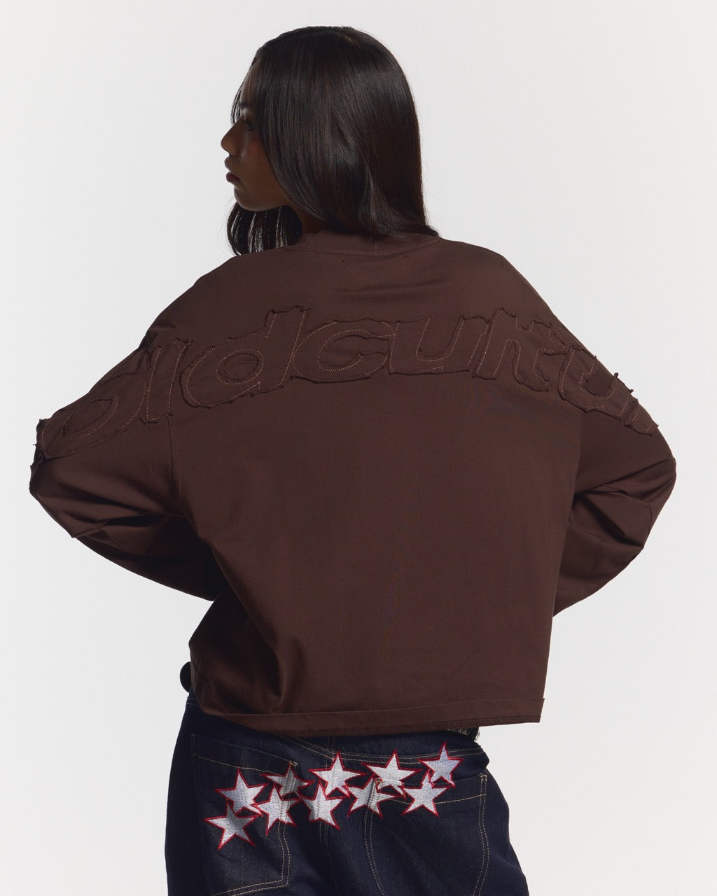 DISTRESS CURVED LONGSLEEVE BROWN