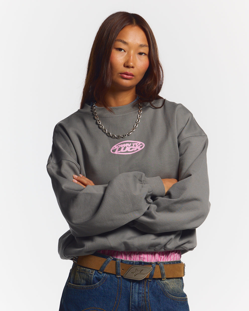 DOWN TO LUCK CREWNECK SMOKEY GREY
