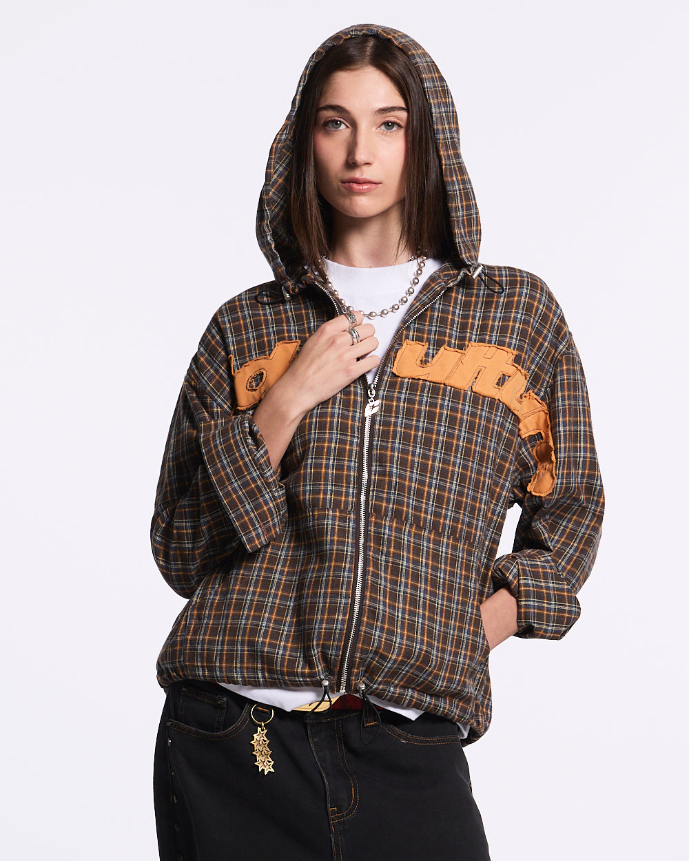 MEMPHIS HOODED SHIRT ORANGE AND BLUE