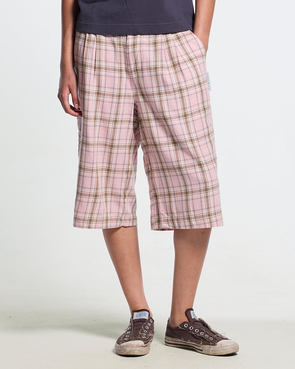DINING CHECK JORTS PINK
