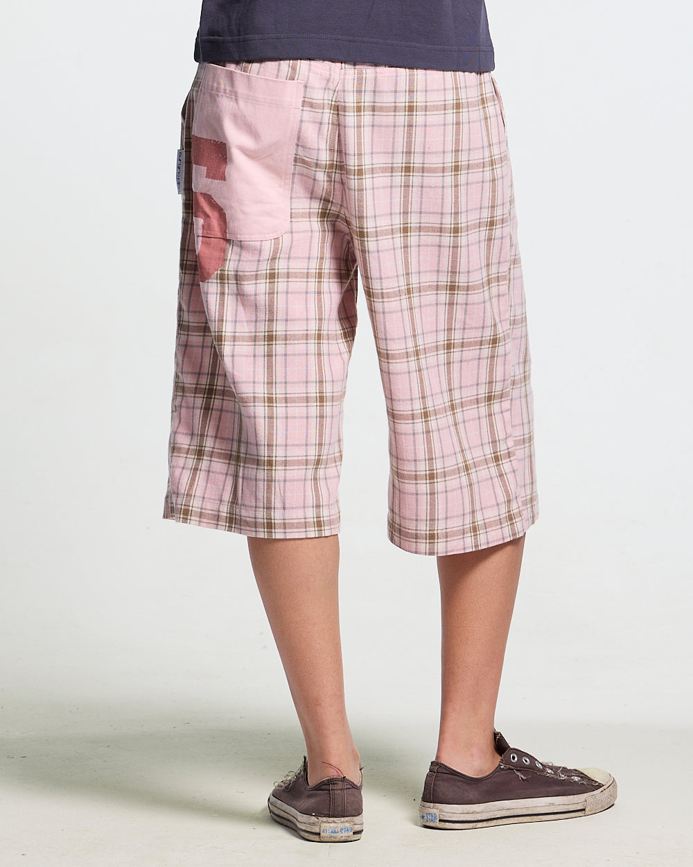 DINING CHECK JORTS PINK