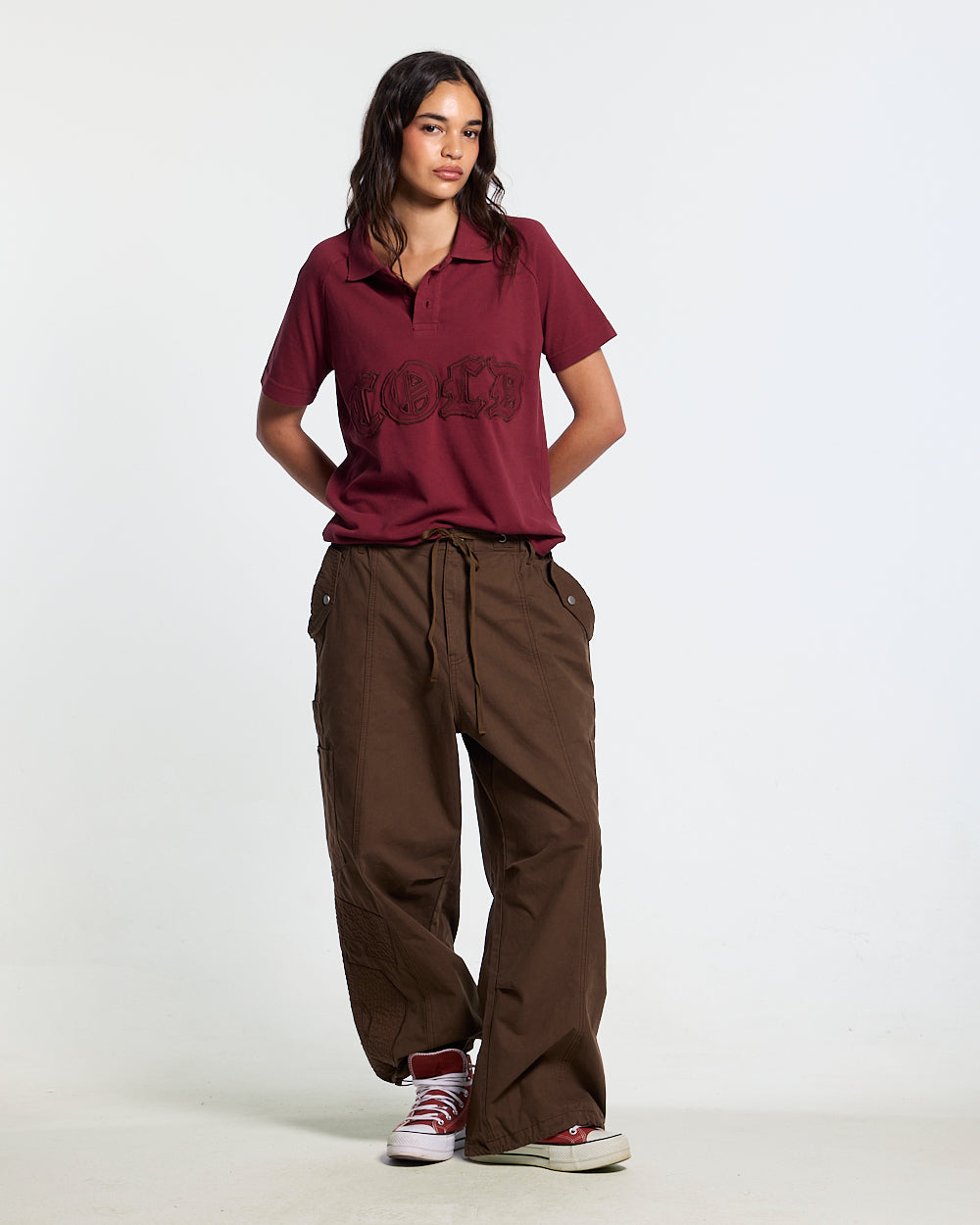 GOTHIC DISTRESSED POLO BURGUNDY