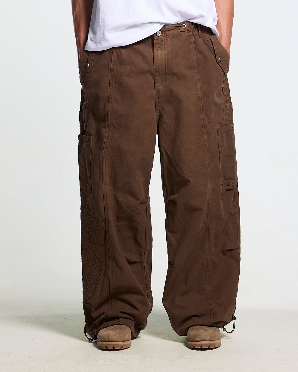 SOLID CARGO PANTS BROWN
