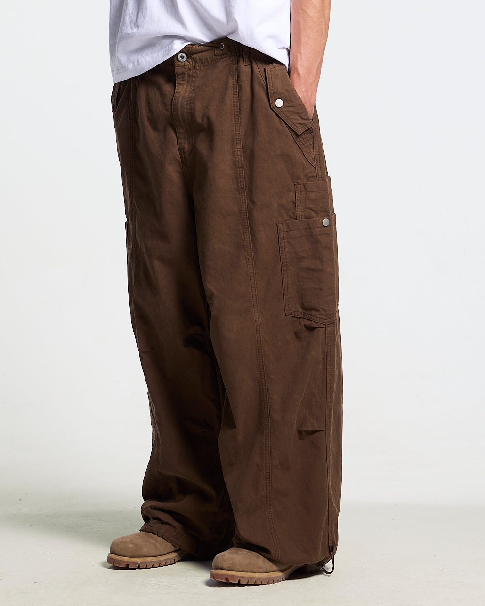SOLID CARGO PANTS BROWN
