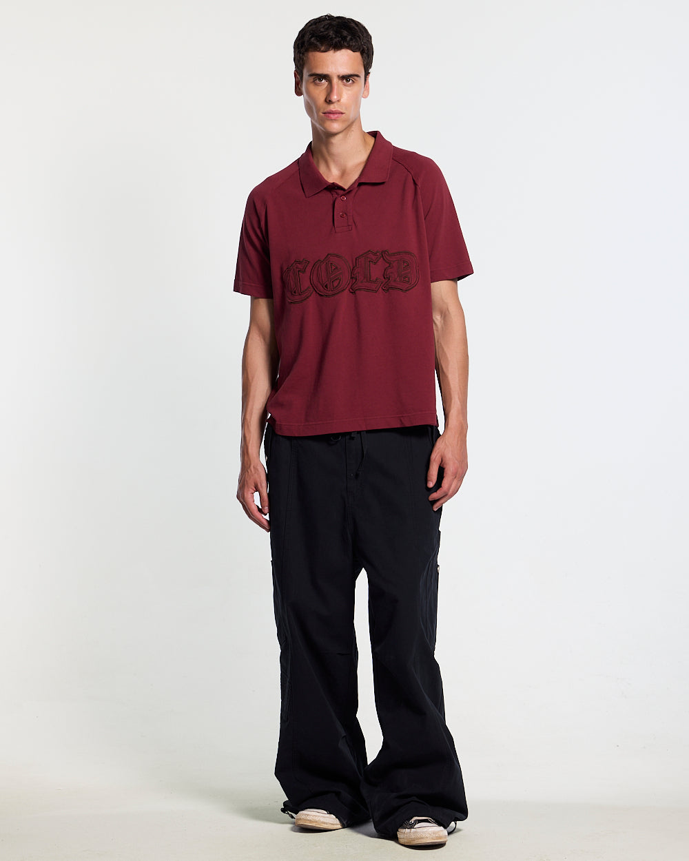 GOTHIC DISTRESSED POLO BURGUNDY