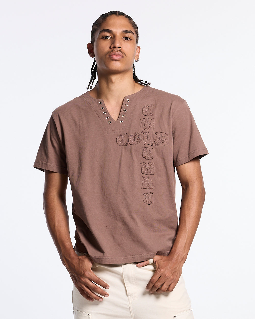 ROGUE CROSSED TEE BROWN