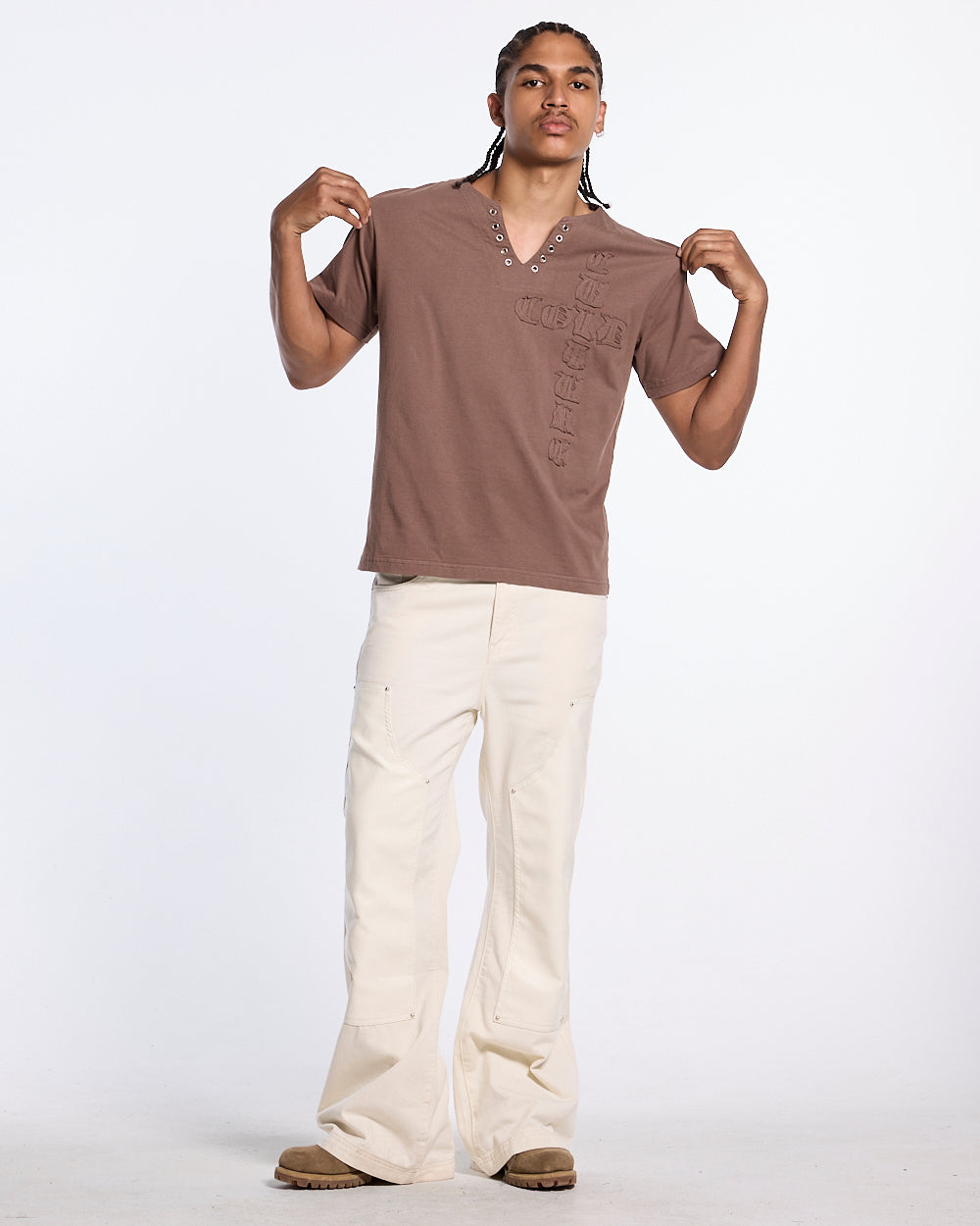 ROGUE CROSSED TEE BROWN