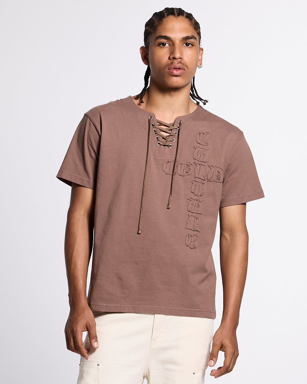 ROGUE CROSSED TEE BROWN