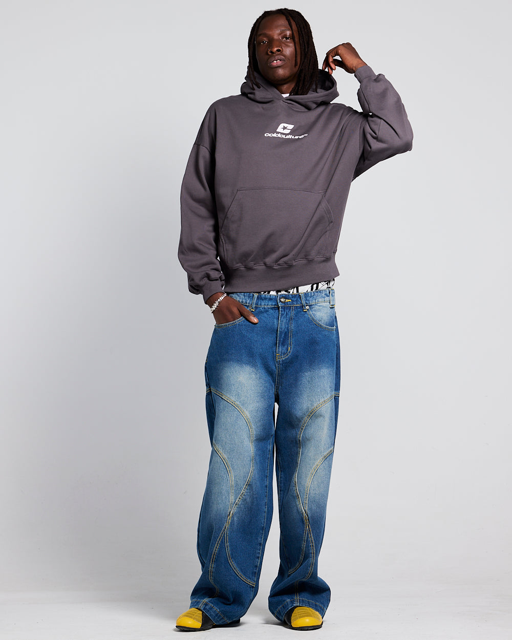 CURVED HOODIE HEAVY GREY