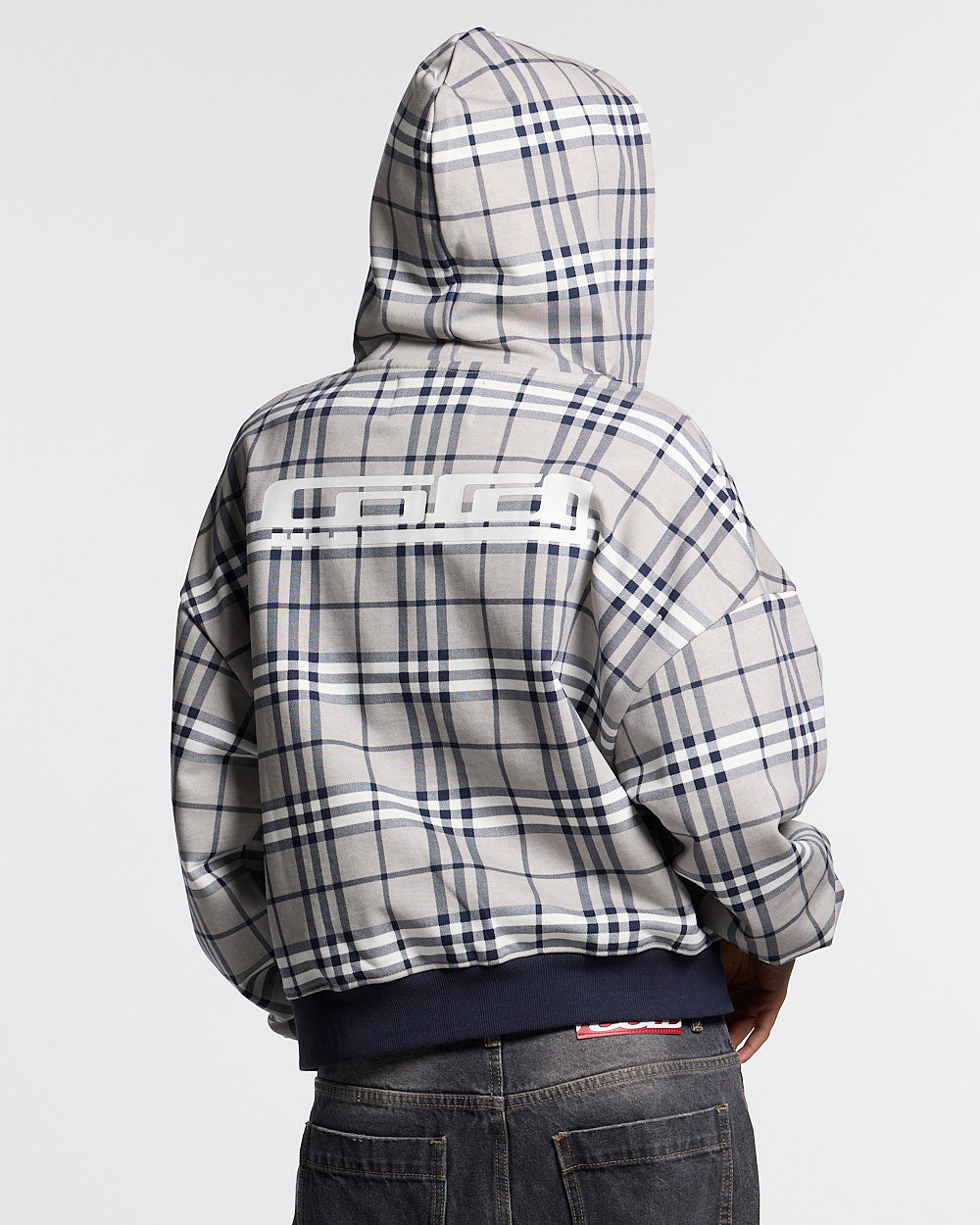 GRID ZIP HOODIE TARTAN DARK BLUE/GREY