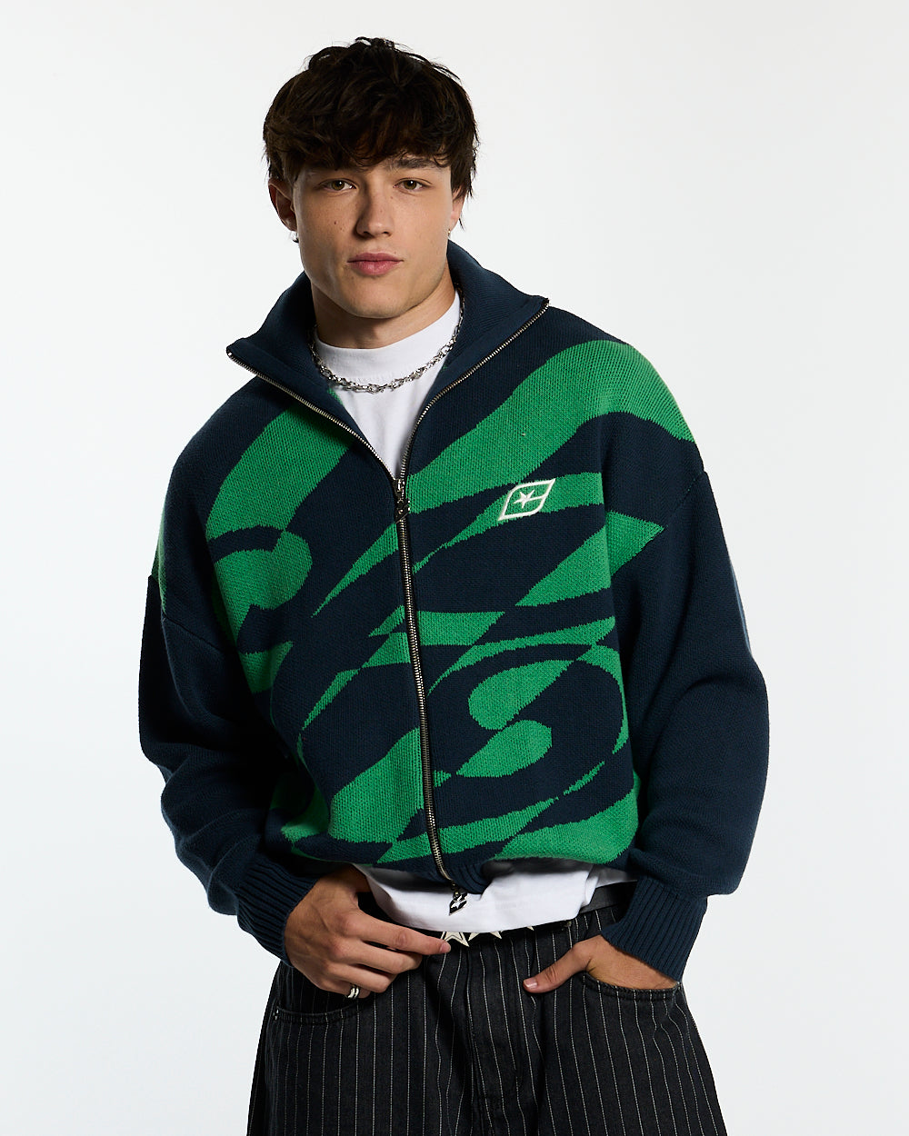 LINES FUSION KNIT GREEN & BLUE