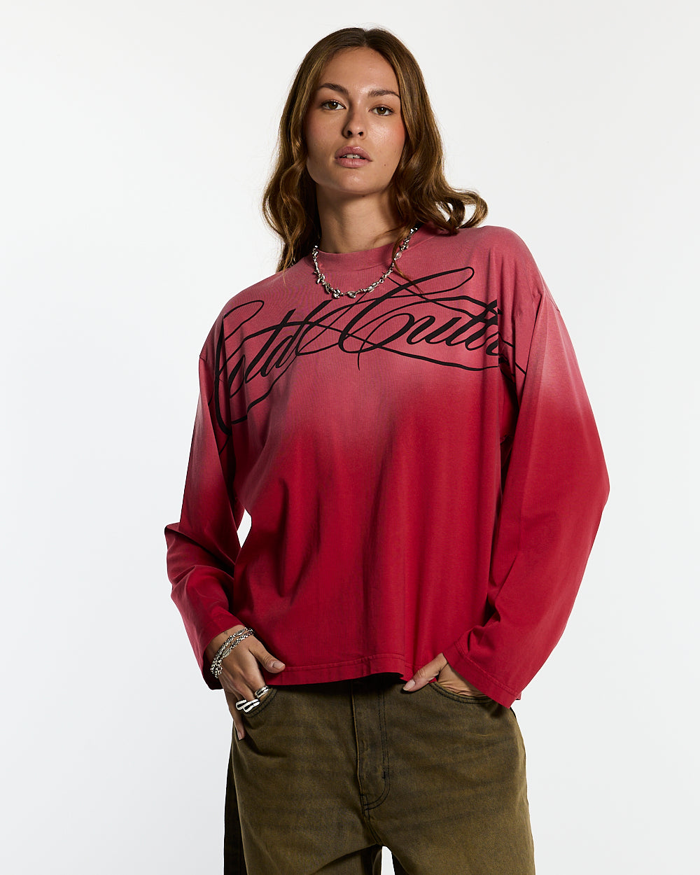 CROSSED SCRIPT LONGSLEEVE RED