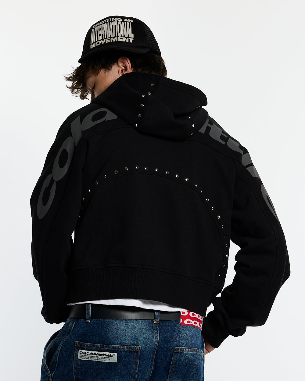 STUD ZIP HOODIE BLACK