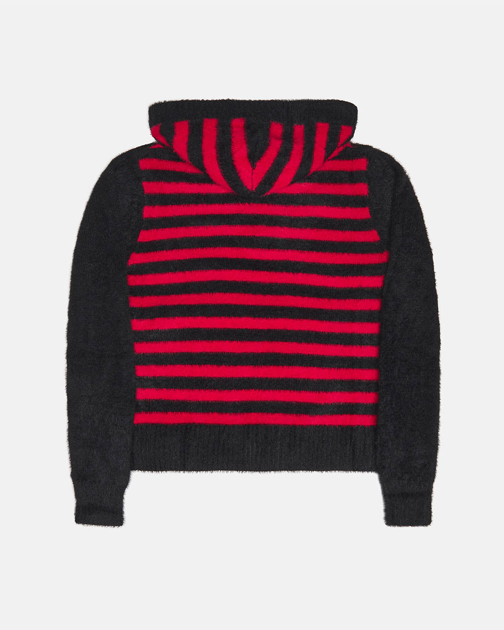 STRIPE ZIP KNIT RED & BLACK