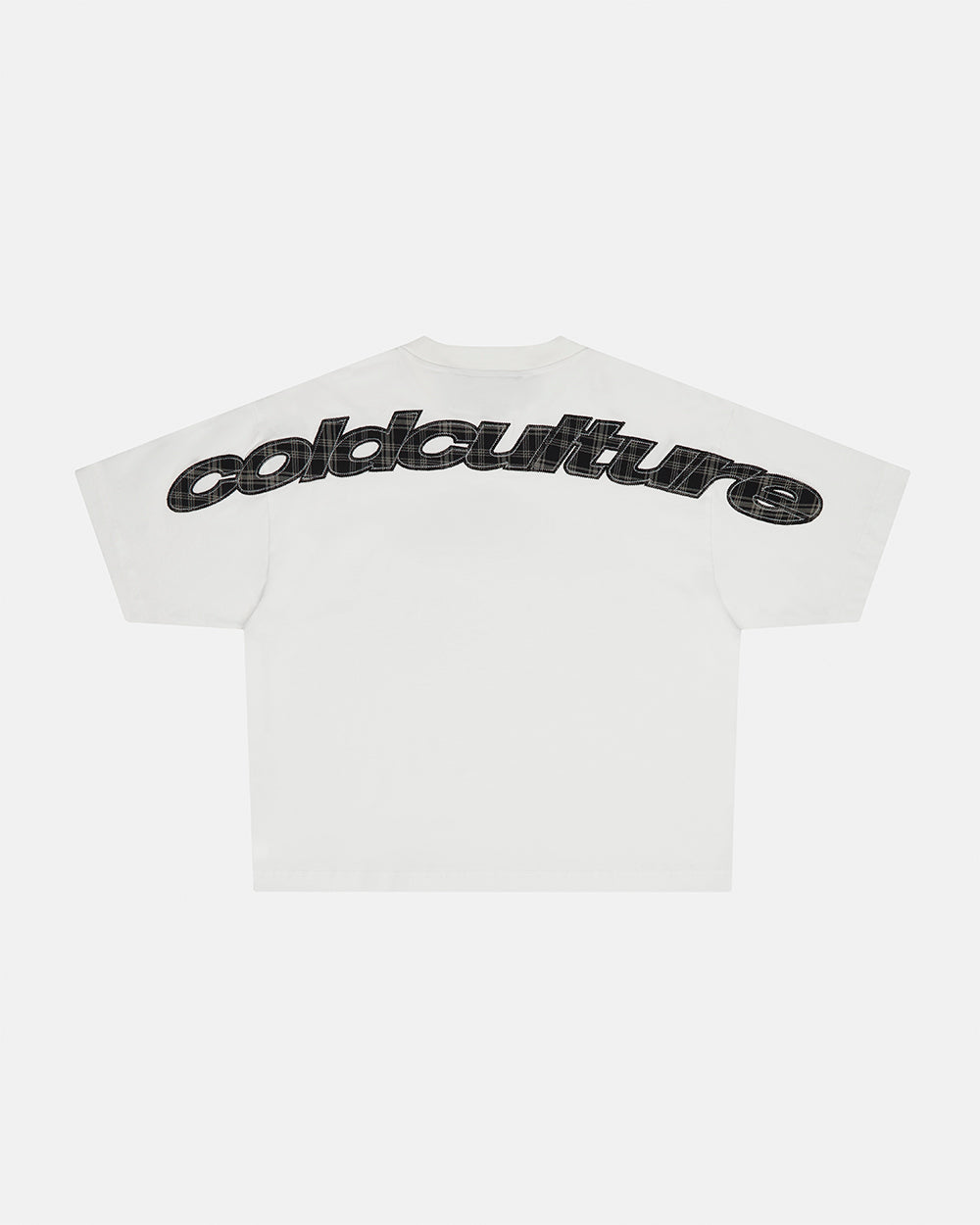 TARTAN DISTRESS CURVED TEE WHITE