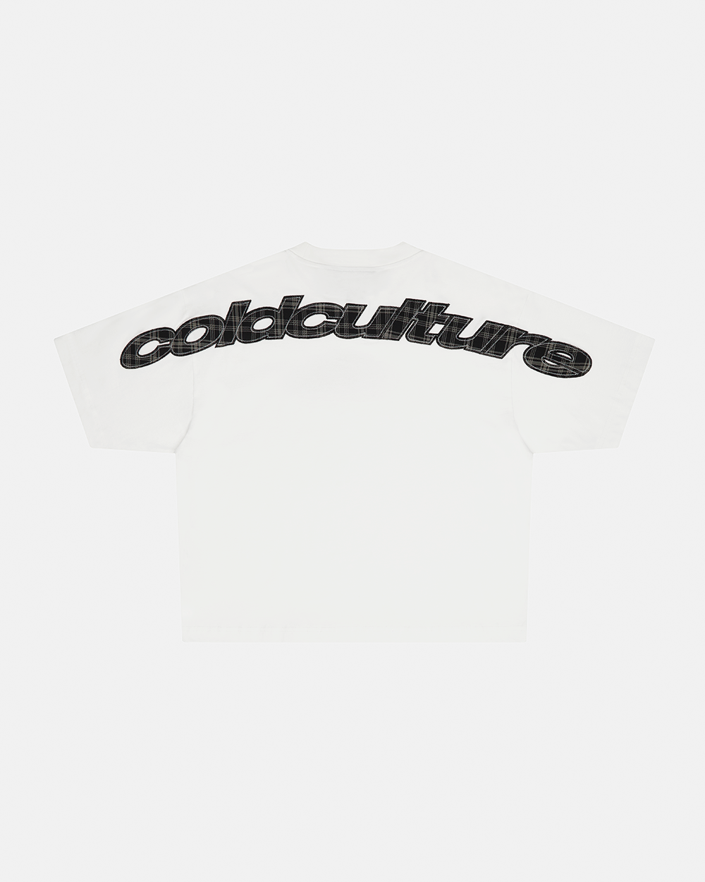 TARTAN DISTRESS CURVED TEE WHITE