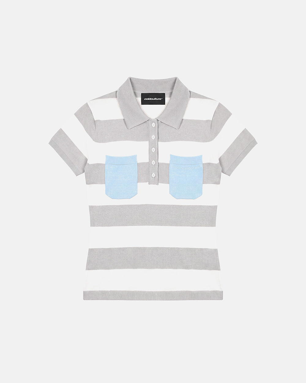 RIVETED STRIPE POLO KNIT WOMAN GREY