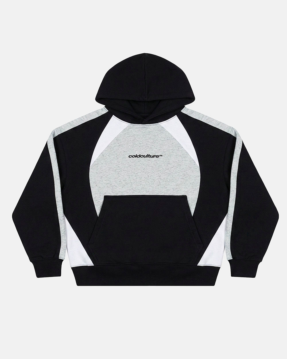 SPEED SPOKE HOODIE BLACK AND HEATHER GREY - Cold Culture #packshot