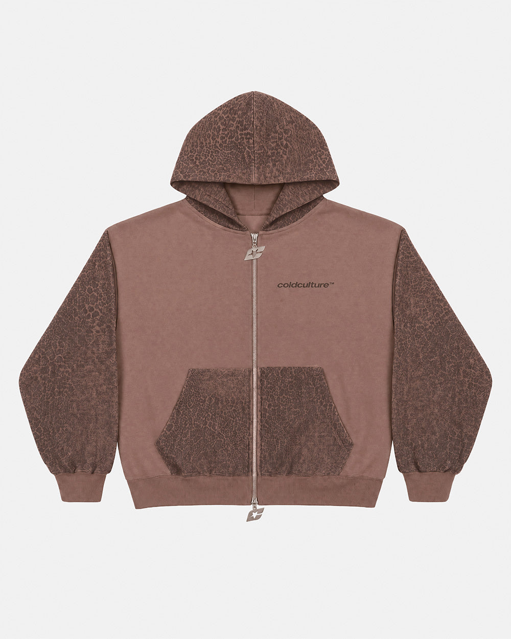 STRIPE ZIP HOODIE BROWN