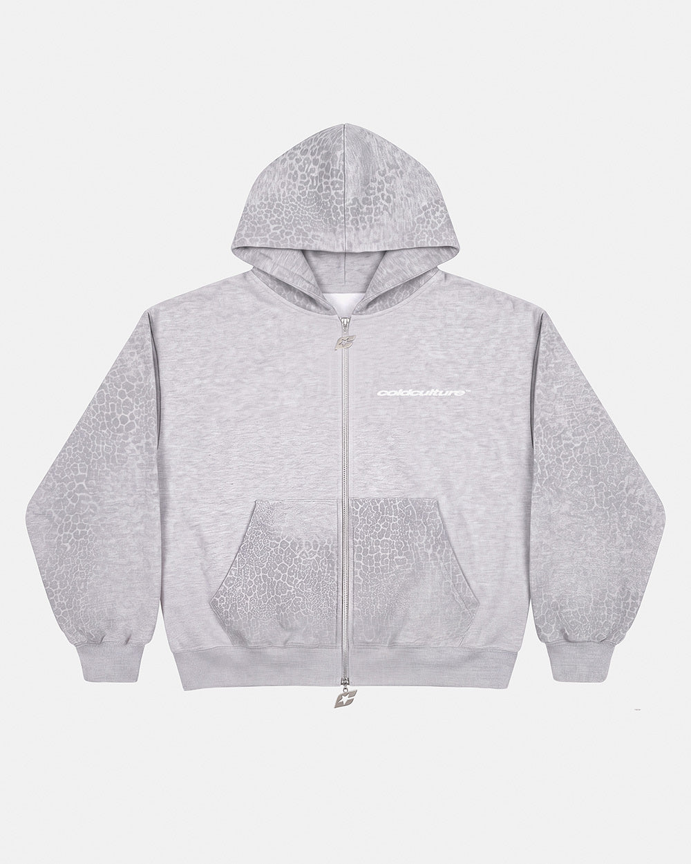 STRIPE ZIP HOODIE HEATHER GREY