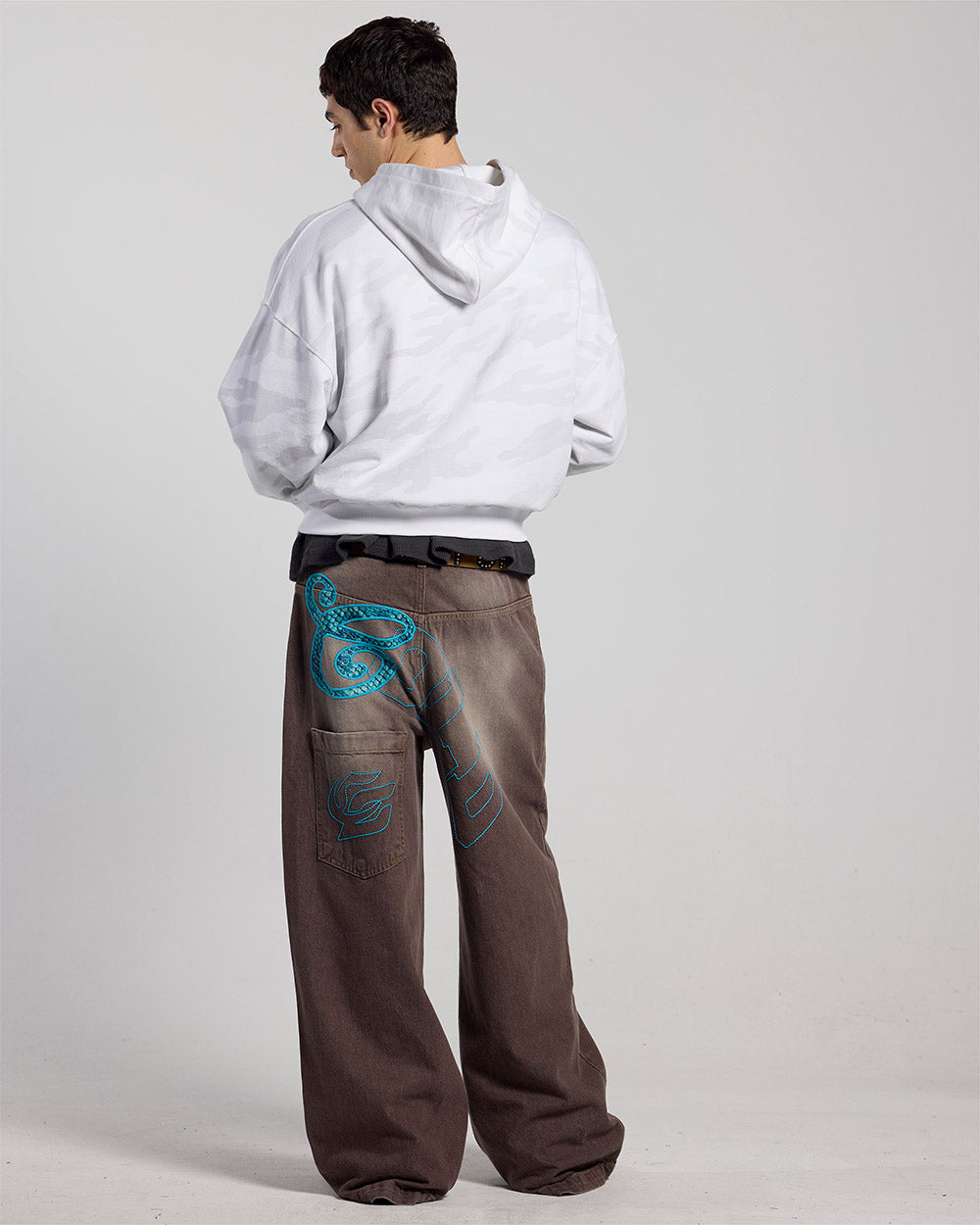 CAMO ZIP HOODIE GREY