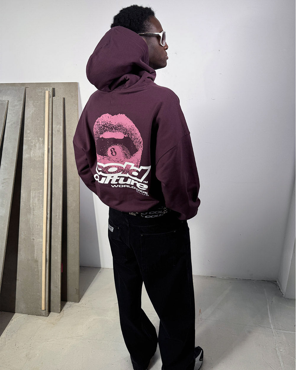 LIP COMBO HOODIE DARK BURGUNDY