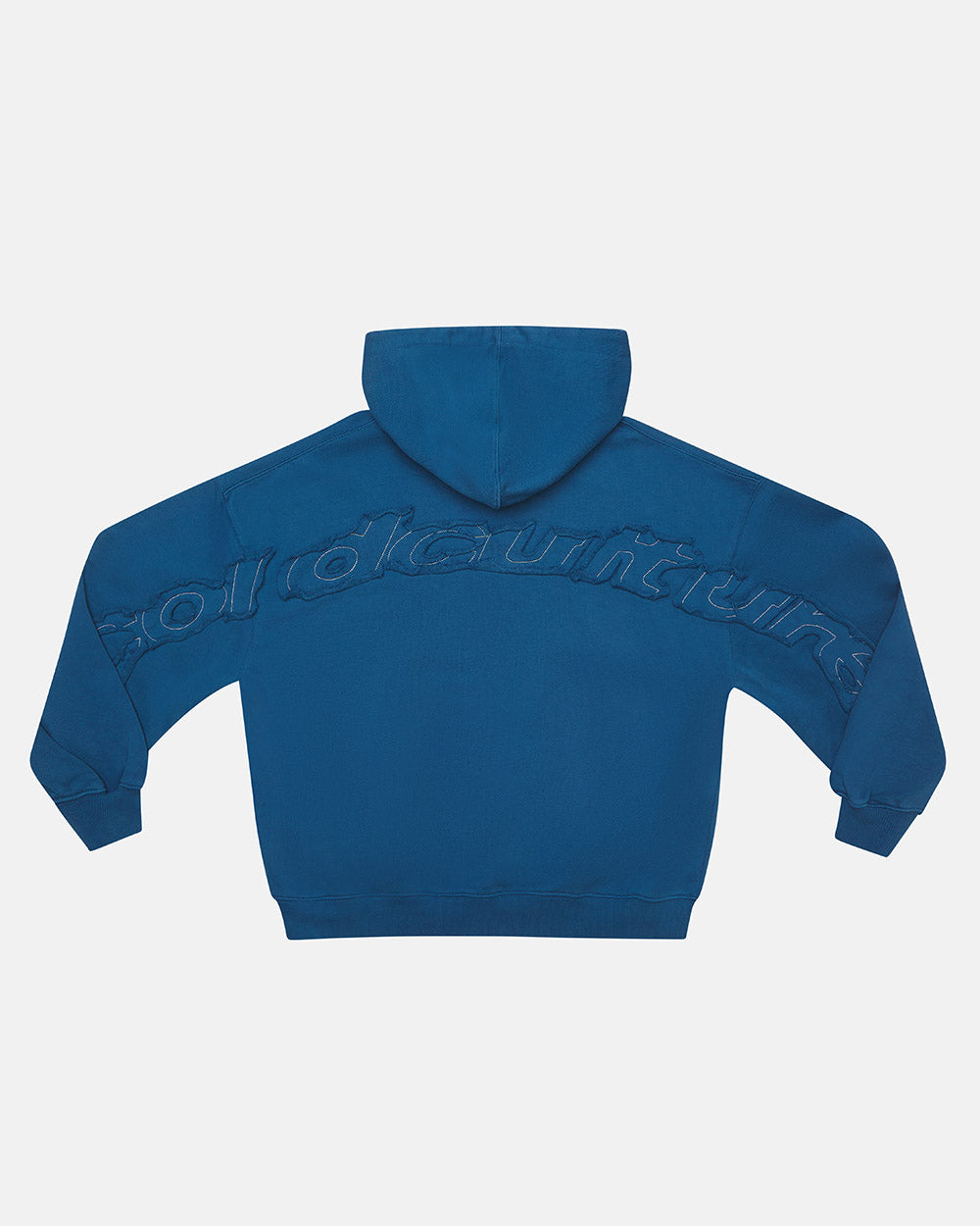 DISTRESS CURVED ZIP HOODIE DARK BLUE