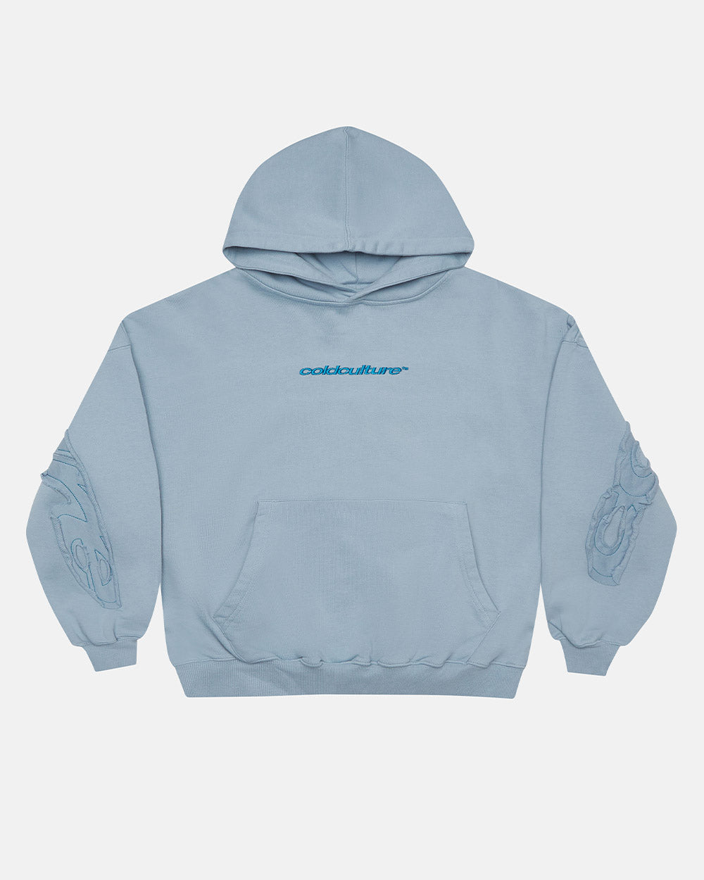 DISTRESS CURVED HOODIE SHADY BLUE