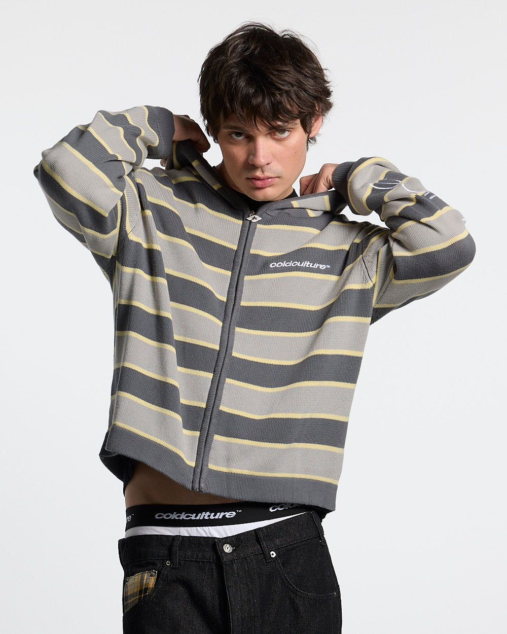 TRIPPY STOP ZIP KNIT GREY