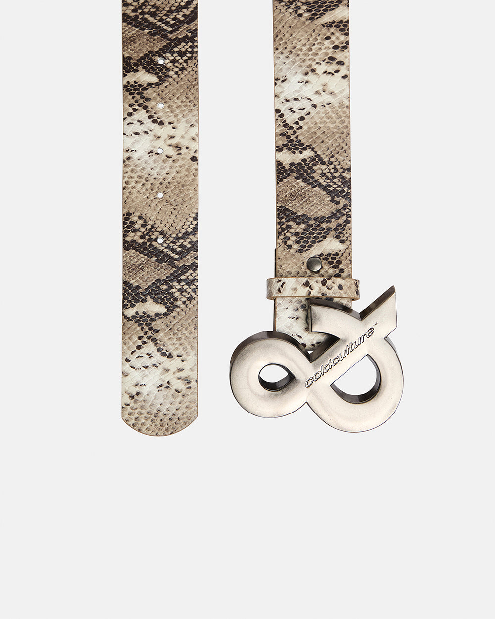 SNAKE & SKIN LEATHER BELT BEIGE