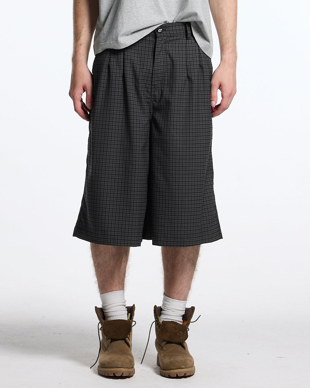 COLD CULTURE - CHECK PARACHUTE JORT DARK GREY #man