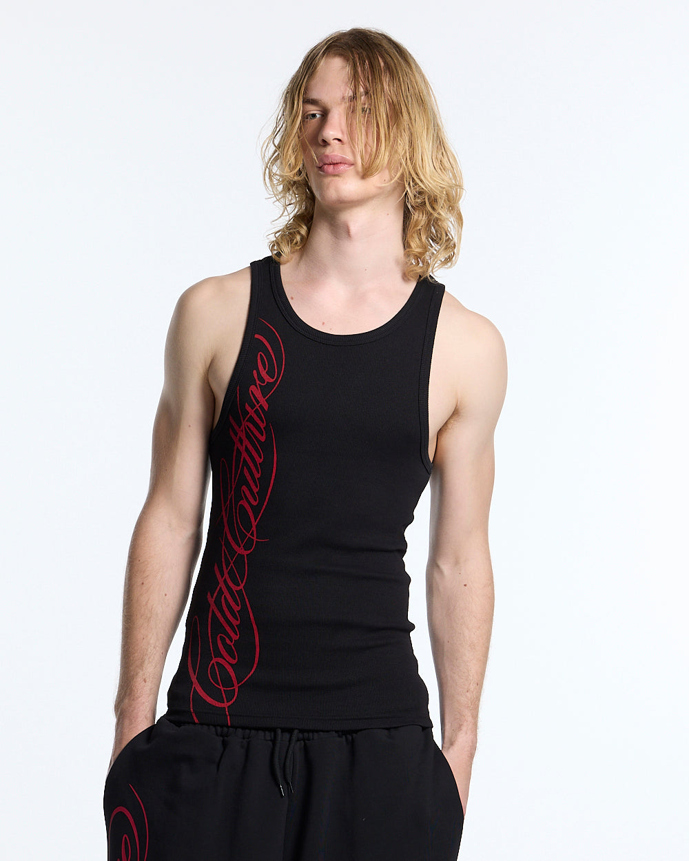 COLD CULTURE - SCRIPT TANK TOP BLACK #man
