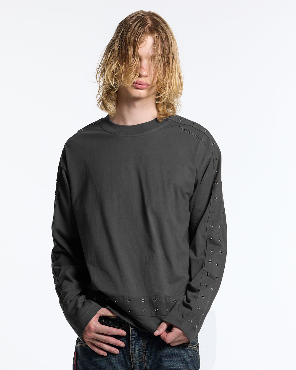 COLD CULTURE - EYELET LONGSLEEVE BLACK #man