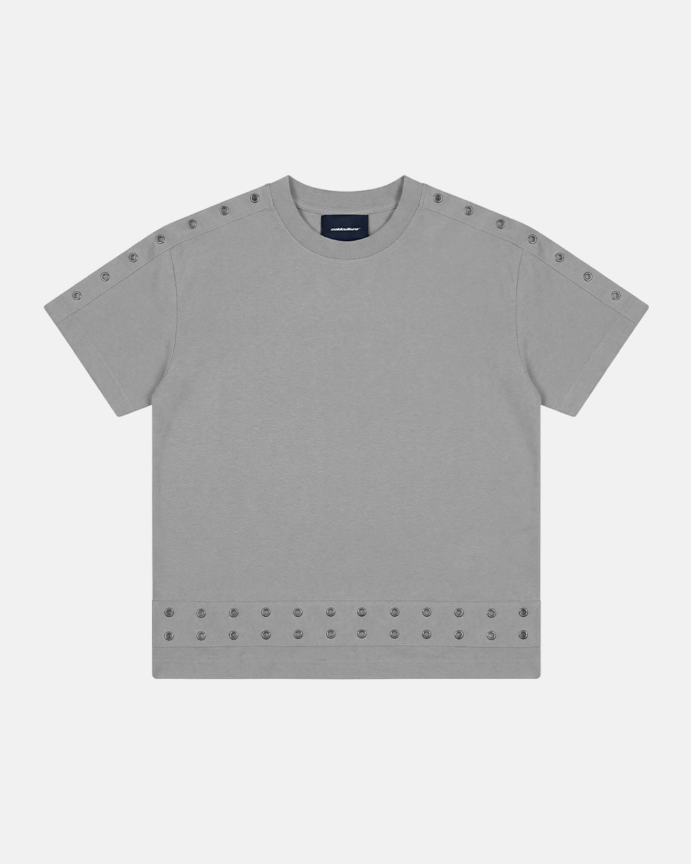 COLD CULTURE - EYELET TEE LIGHT GREY 