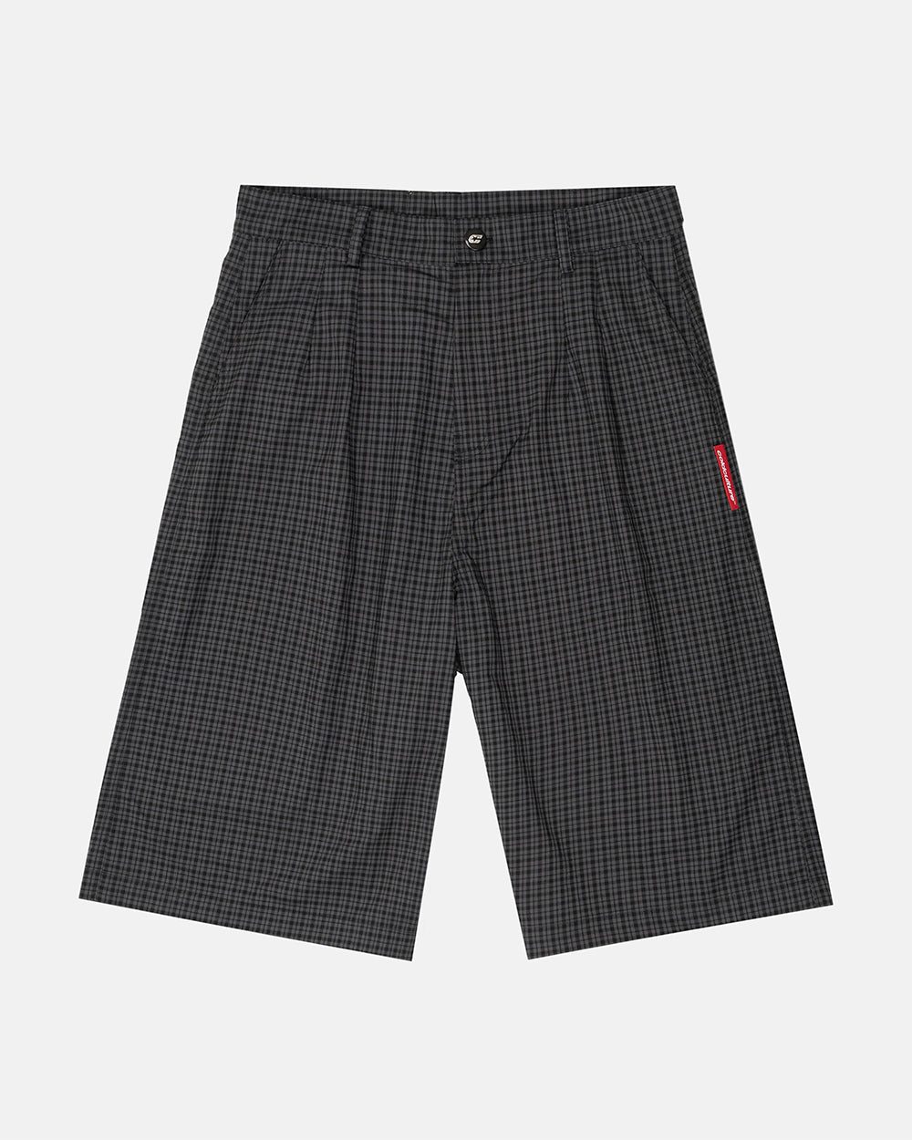 COLD CULTURE - CHECK PARACHUTE JORT DARK GREY