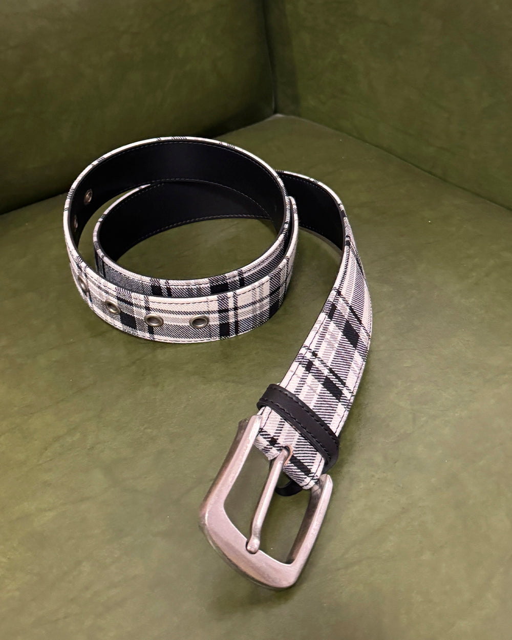 DINING CHECK BELT BLACK TARTAN