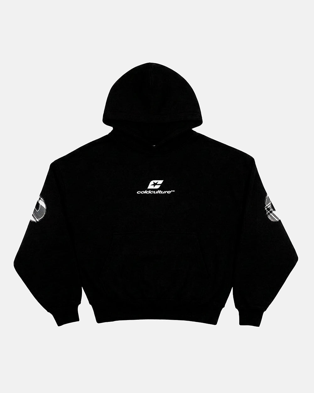 TARTAN CURVED HOODIE BLACK - Cold Culture #packshot