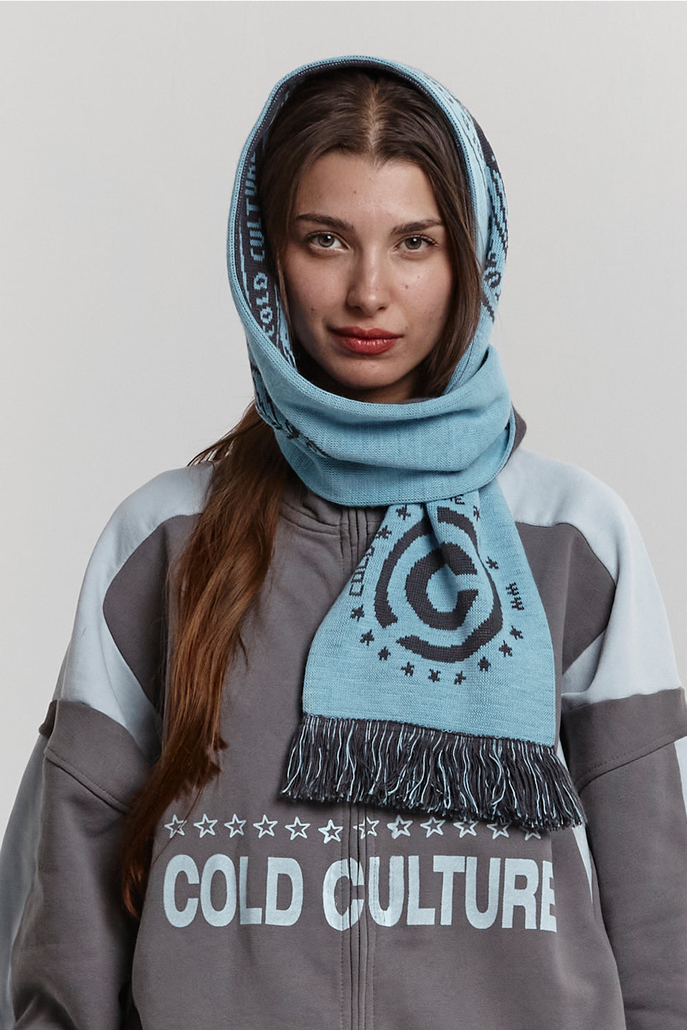 COLD TEAM SCARF ICE BLUE/HEAVY GREY