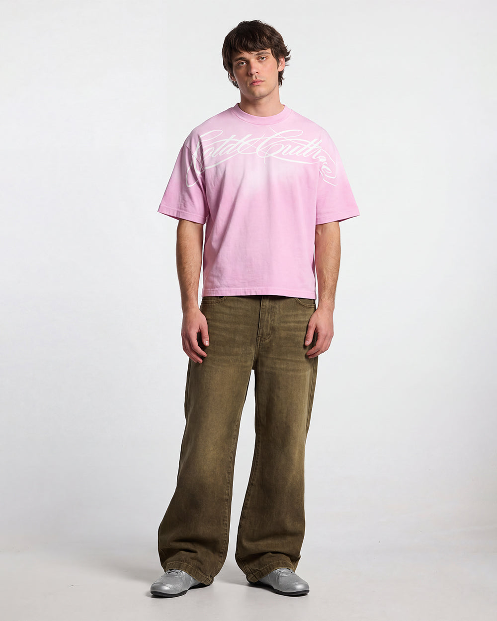 CROSSED SCRIPT TEE PINK