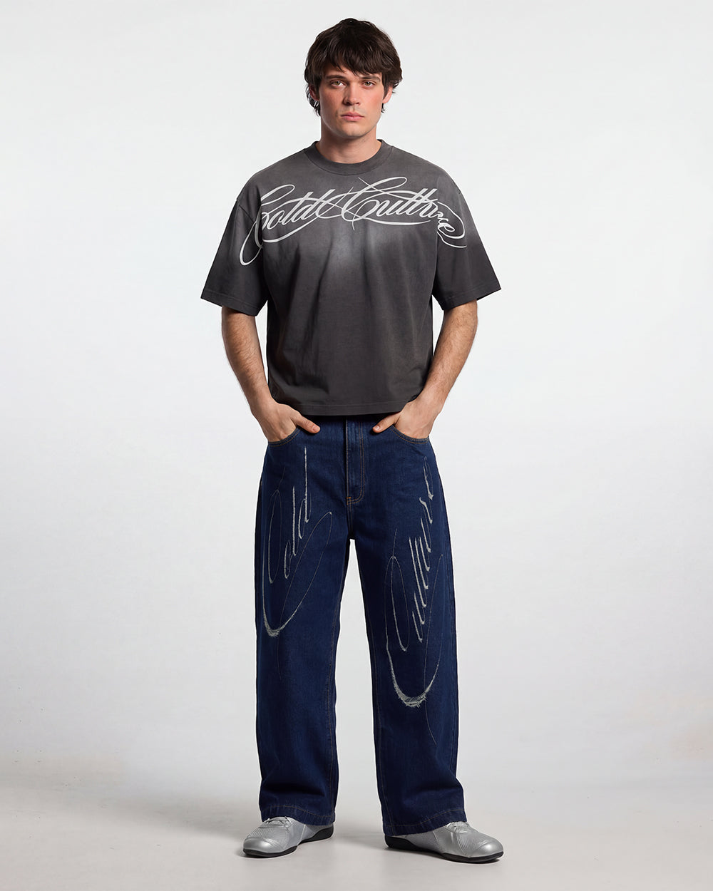 CROSSED SCRIPT TEE BLACK