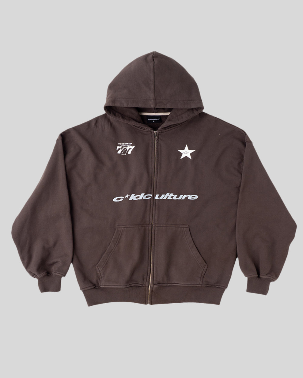 WISH ME LUCK ZIP HOODIE CHOCOLATE