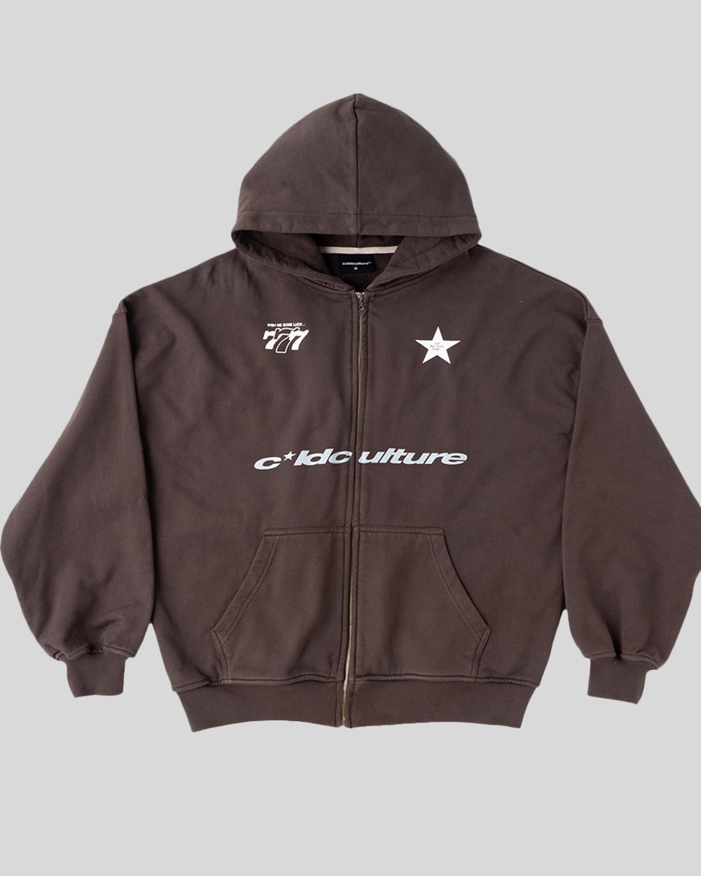 WISH ME LUCK ZIP HOODIE CHOCOLATE